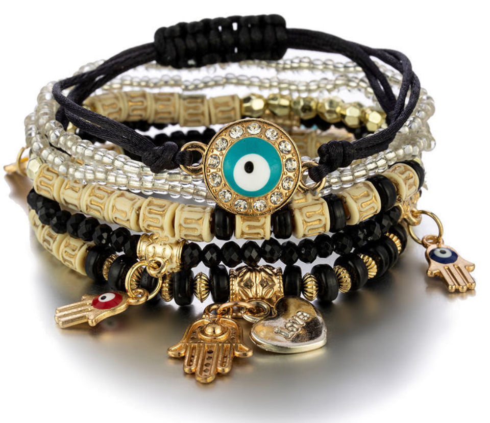 🧿✨ Boho Evil Eye Stacked Bracelet Set ✨🧿