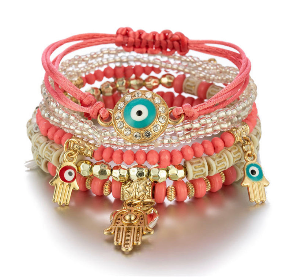 🧿✨ Boho Evil Eye Stacked Bracelet Set ✨🧿