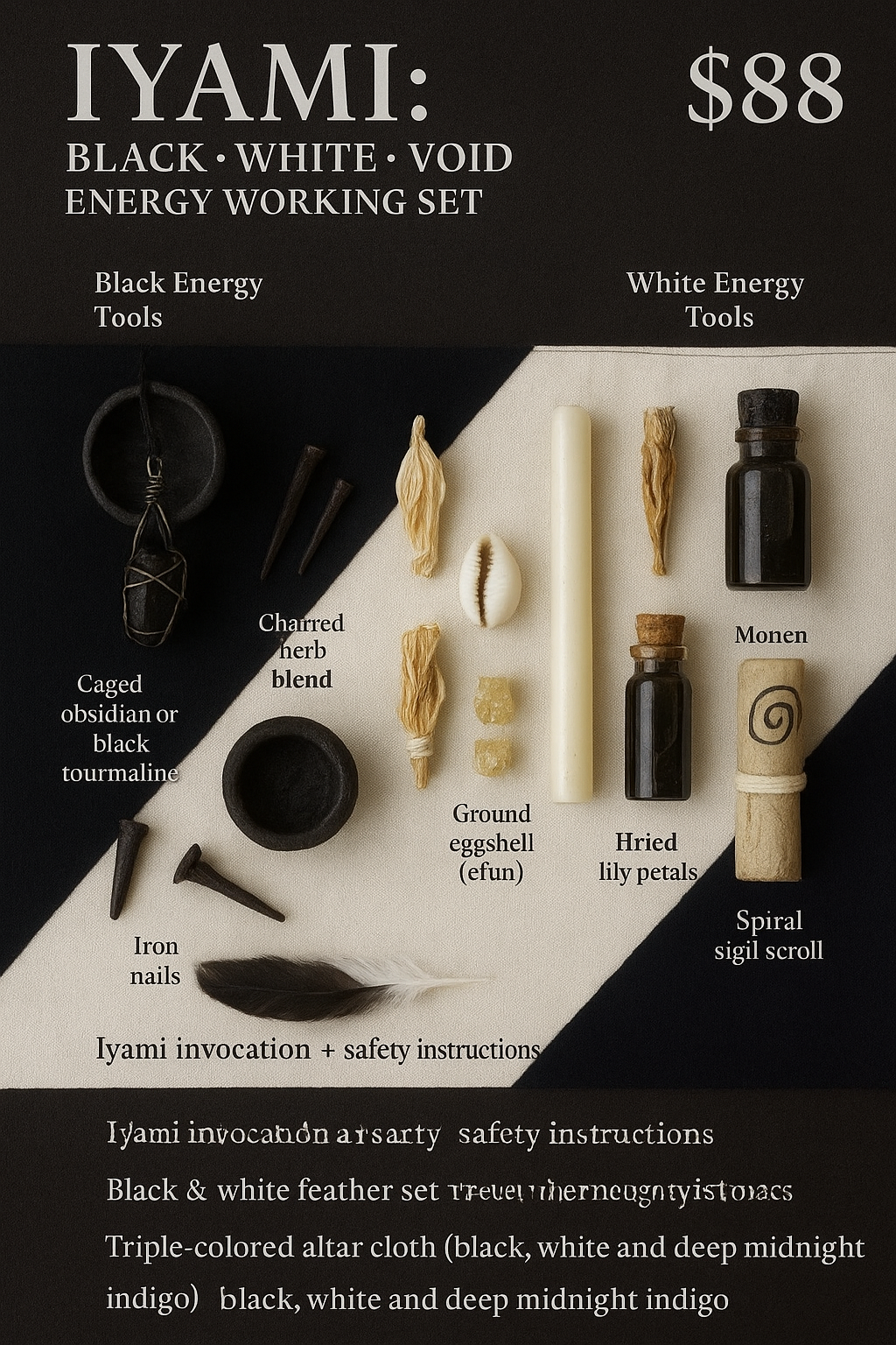 Iyami: Black • White • Void Energy Working Set – Triple Power Ritual Kit